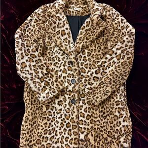 Leopard Print Faux Fur Coat